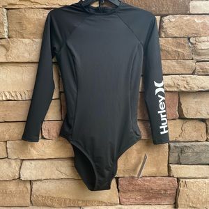 Hurley Black Logo Bodysuit Swimsuit Rashguard NWT
